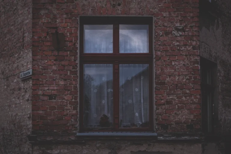 Brick wall square window center